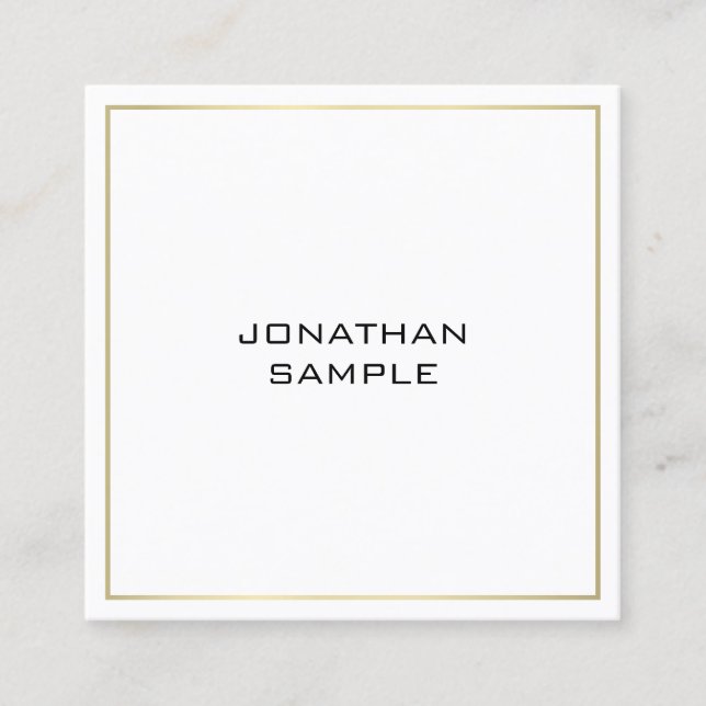 Trendy Beruflich Elegante Gold Minimalistisch auss Quadratische Visitenkarte (Vorderseite)