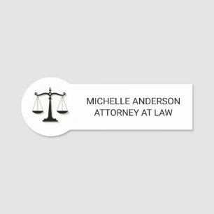 Trendy Beruflich Lawyer Attorney Schwarz-weiß Namensschild
