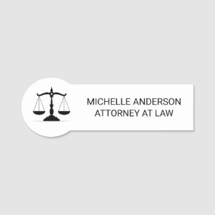 Trendy Beruflich Lawyer Attorney Schwarz-weiß Namensschild