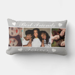 Trendy Best Friends Forever 3 Fotos Collage Lendenkissen