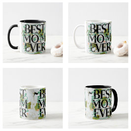 Trendy Best Mama je White Floral Moderne Kaffeetasse
