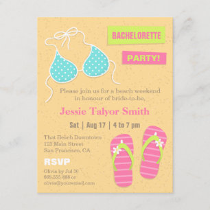 Trendy Bikini Beach Weekend Junggeselinnen-Abschie Einladung