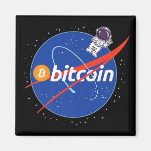 Trendy Bitcoin Astronaut Space Crypto Magnet