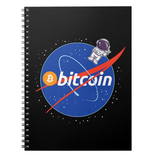 Trendy Bitcoin Astronaut Space Crypto Notizblock (Vorderseite)