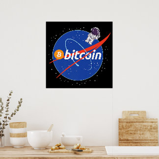 Trendy Bitcoin Astronaut Space Crypto Poster