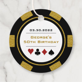 Trendy Black and Gold Casino Poker Chip Geburtstag Geschenkanhänger
