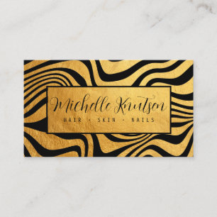 Trendy Black and Gold Makeup Artist Hair Salon Visitenkarte