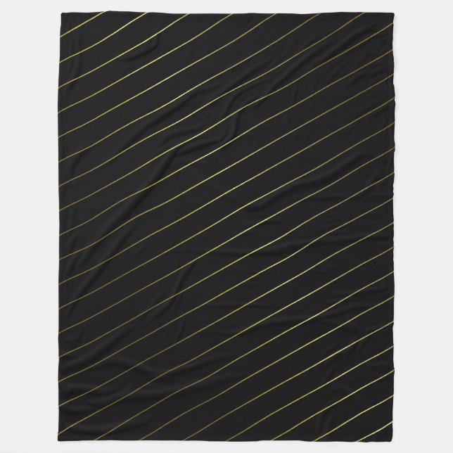 Trendy Black and Gold Streifen glamouröses Design Fleecedecke (Vorderseite)