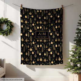Trendy black and gold watercolor minimalist throw  fleecedecke