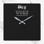 Trendy Black and White Bleibe Uhr<br><div class="desc">Bleibe Uhr mit dekorativer, bedrückter lass. Schwarz und Weiß.</div>