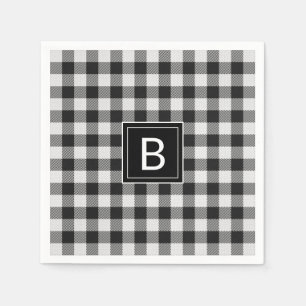 Trendy Black and White Buffalo Kariert Mit Monogra Serviette