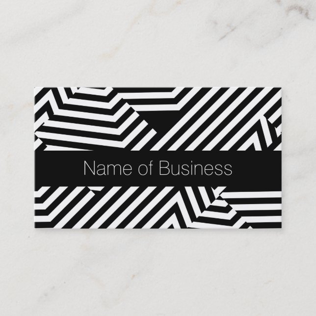 Trendy Black and White Stripe zertifiziert Beautic Visitenkarte (Vorderseite)