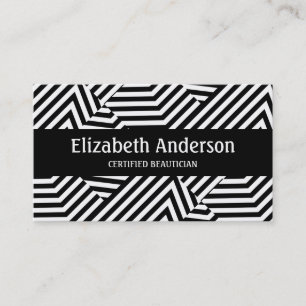 Trendy Black and White Stripe zertifiziert Beautic Visitenkarte