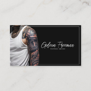 Trendy Black and White Tattoooot Typ Tattoo Artist Visitenkarte