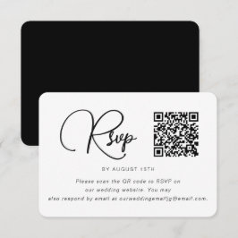 Trendy Black and White Wedding RSVP mit QR Code
