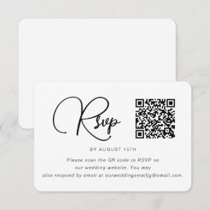 Trendy Black and White Wedding RSVP mit QR Code