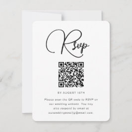 Trendy Black and White Wedding RSVP mit QR Code Karte
