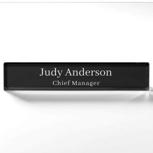 Trendy Black Beruflich Schlicht Modern Elegant Namensplakette