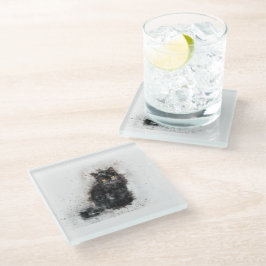 Trendy Black Cat stört Bild Glasuntersetzer