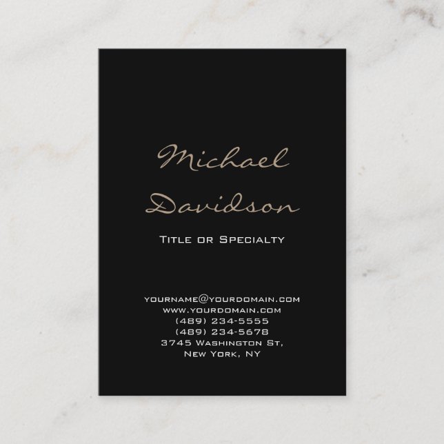 Trendy Black Classic Script Chubby Business Card Visitenkarte (Vorderseite)