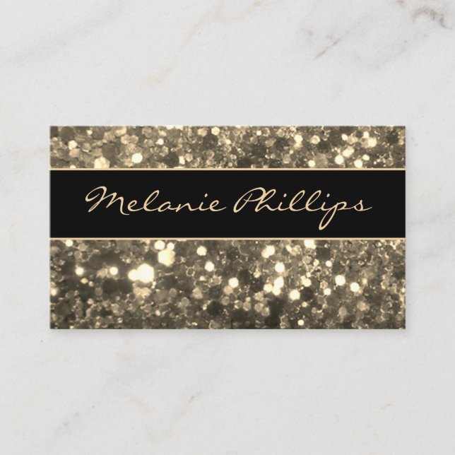 Trendy Black & Gold Chunky Glitzer Visitenkarte (Vorderseite)