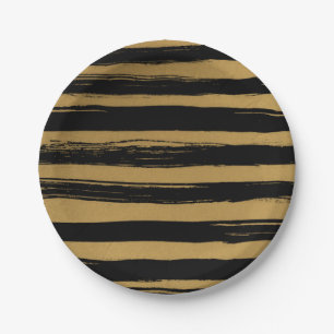 Trendy Black & Gold gestreift Pappteller