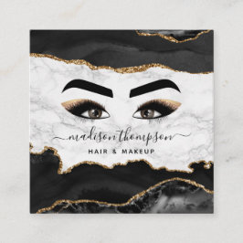 Trendy Black & Gold Girly Makeup Artist Quadratische Visitenkarte