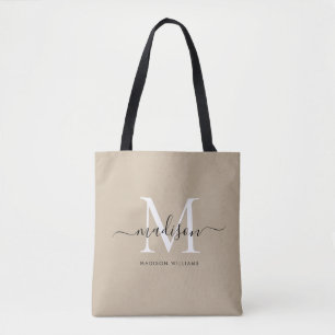 Trendy Black Gold Monogram Initial Script Name Tasche