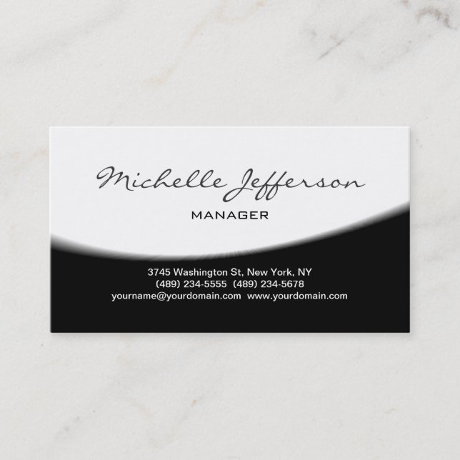Trendy Black Gray Handwrite Script Business Card Visitenkarte (Vorderseite)
