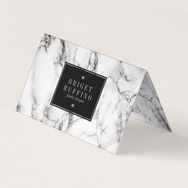 Trendy Black & Gray Marble Jewelier Designer Visitenkarten (Vorderseite)