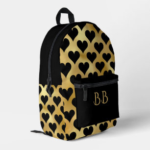 Trendy Black Hearts on Gold mit benutzerdefinierte Bedruckter Rucksack