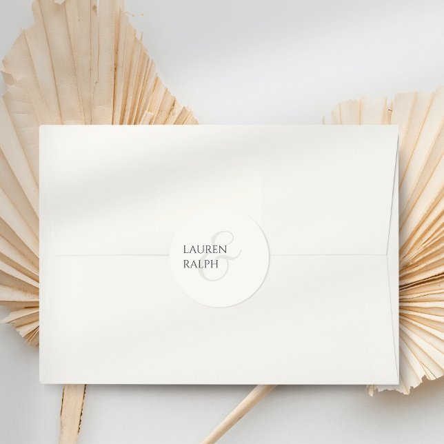 Trendy Black & Ivory Script Wedding Runder Aufkleber (Von Creator hochgeladen)