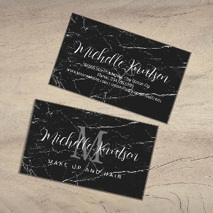Trendy Black Marble Makeup Artist Hair Salon Visitenkarte