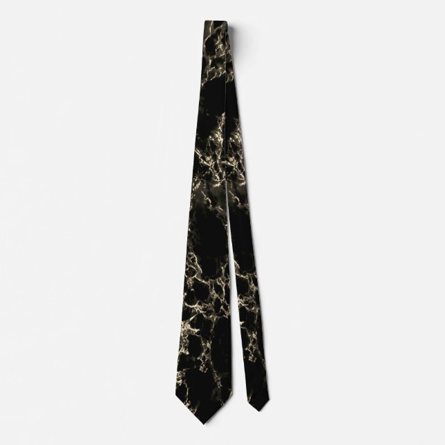 Trendy Black Marble Stone - Gold and Black Krawatte (Vorderseite)