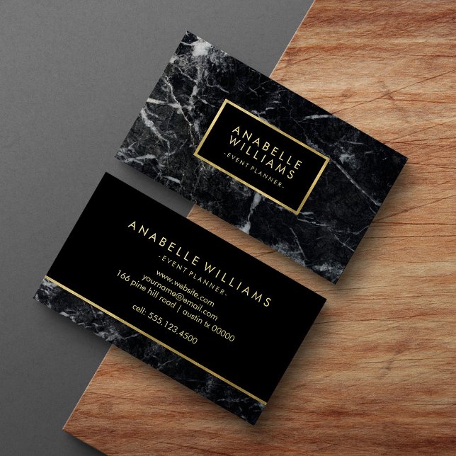 Trendy Black Marble und bedruckte Gold Textur Visitenkarte (Von Creator hochgeladen)