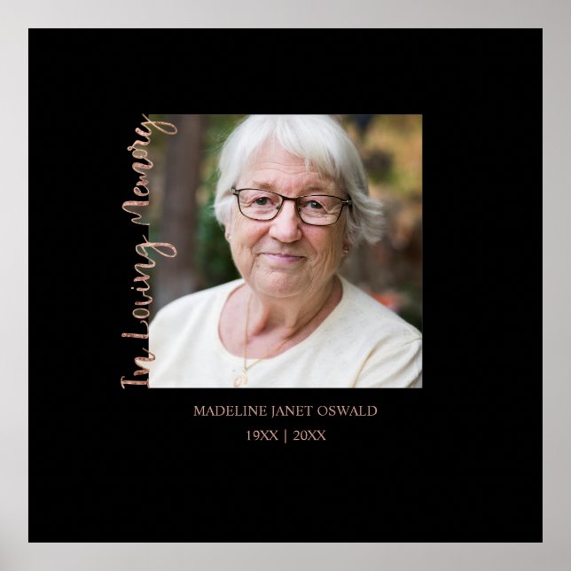 Trendy Black Minimalistisch Custom Foto Erinnerung Poster (Vorne)