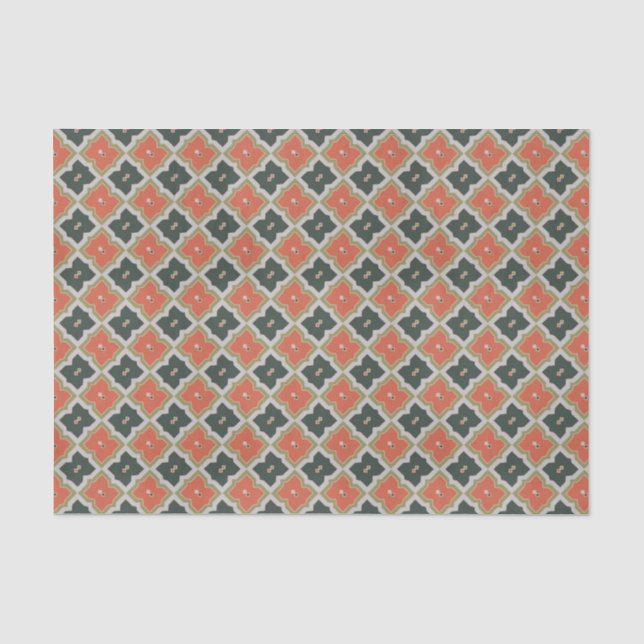 Trendy Black Orange Grau marokkanisches Muster Seidenpapier (Vorderseite)
