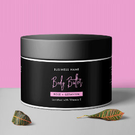 Trendy Black & Pink Bath Body Kosmetik Jar Label