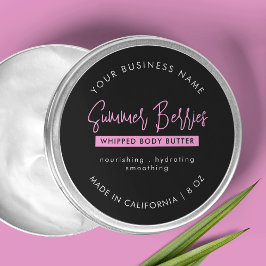 Trendy Black & Pink Body Butter Skincare Jar Lid Runder Aufkleber