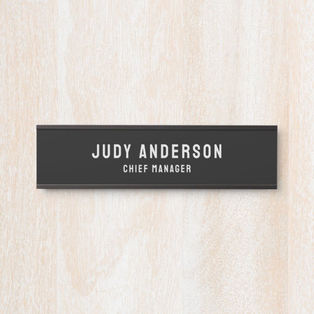 Trendy Black Professional Plain Modern Elegant Türschild (Vorderseite )