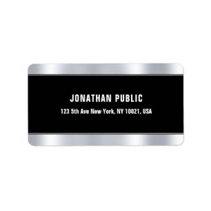Trendy Black Silver Template Elegante Adresse Adressaufkleber