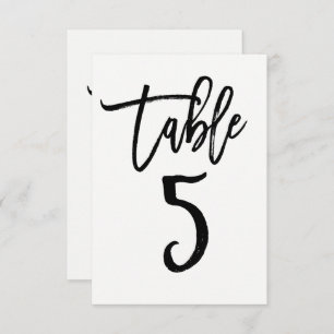Trendy Black Type Moderne Script Tischnummer 5