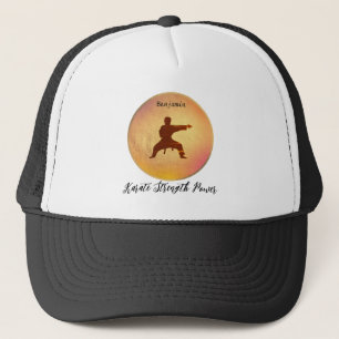 Trendy Black Typografy Karate Martial Arts Truckerkappe