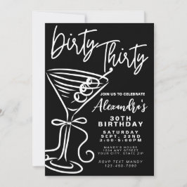 Trendy Black & White Dirty 30. Geburtstag Einladung