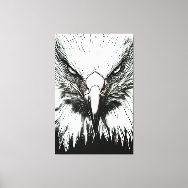 Trendy Black & White Eagle Leinwanddruck (Vorderseite)