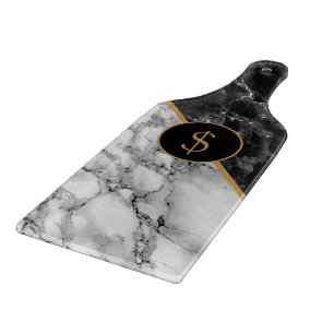 Trendy Black & White Marmor Stone - Logo hinzufüg Schneidebrett