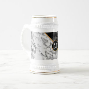 Trendy Black & White Marmorstein - Fügen Sie Ihren Bierglas