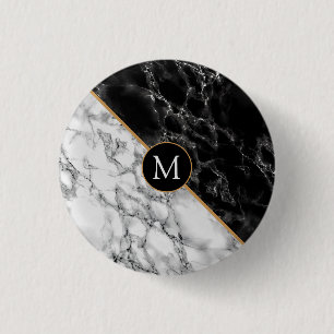 Trendy Black & White Marmorstein - Fügen Sie Ihren Button