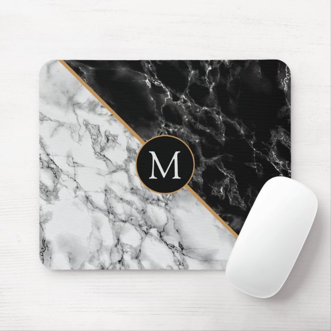 Trendy Black & White Marmorstein - Fügen Sie Ihren Mousepad (Mit Mouse)