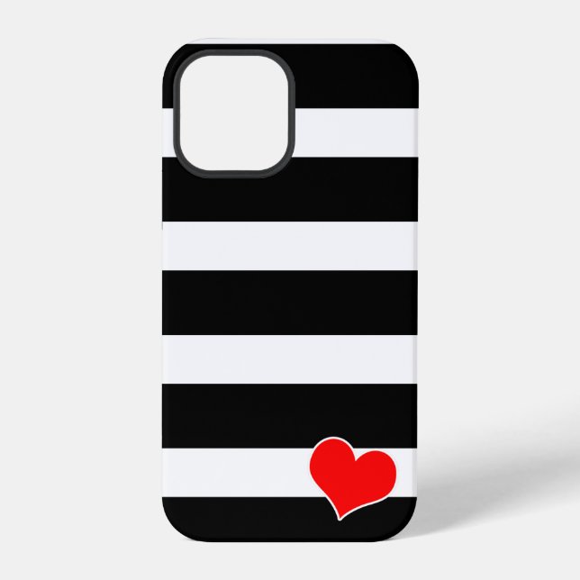 Trendy Black & White Striped iPhone 12 Pro Hülle (Rückseite)